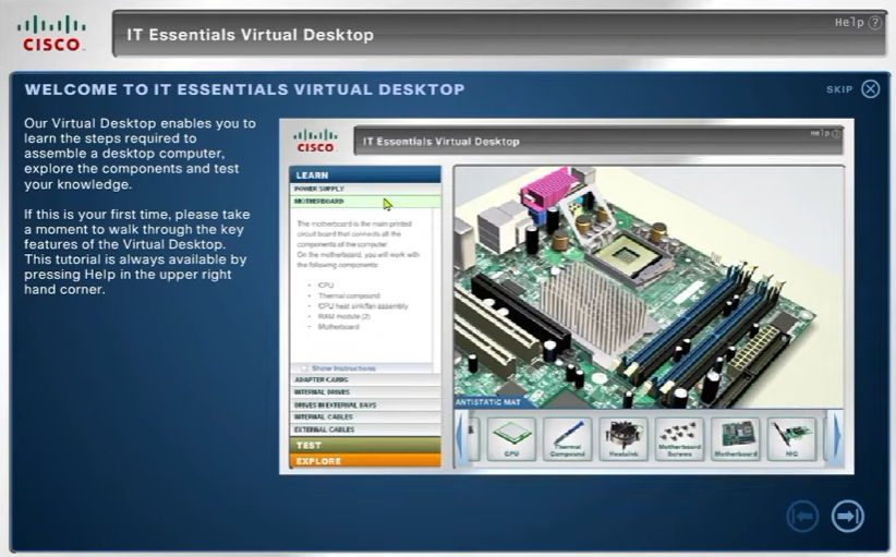 Pantalla de inicio del simulador Virtual Desktop